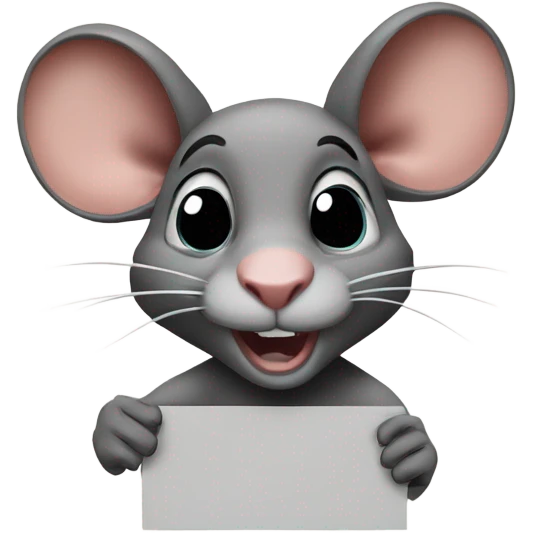 The rat is turned to the right and holds a sign with the inscription "ALINGHT" emoji