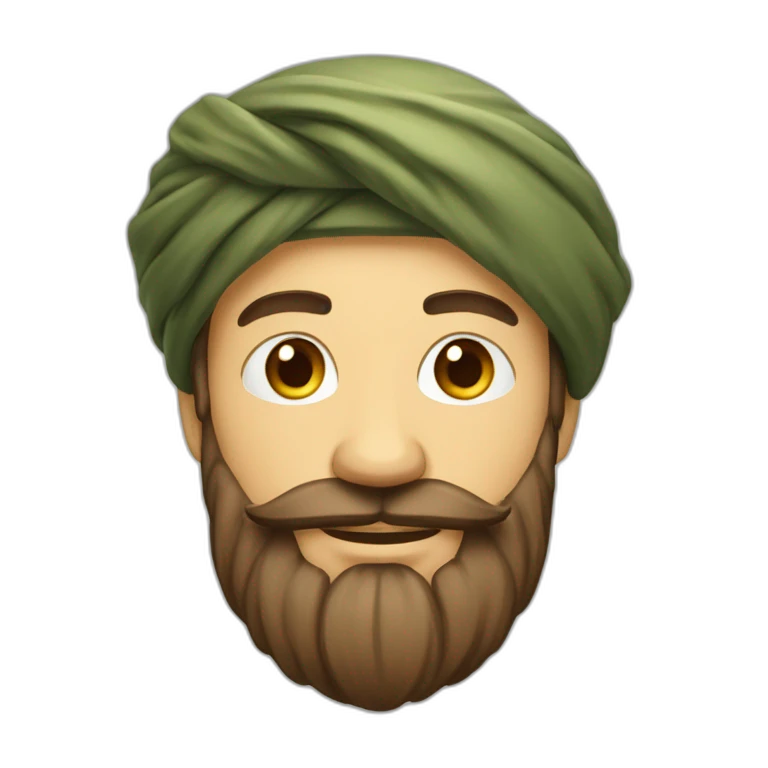 homme barbu avec un turban sur la tête emoji