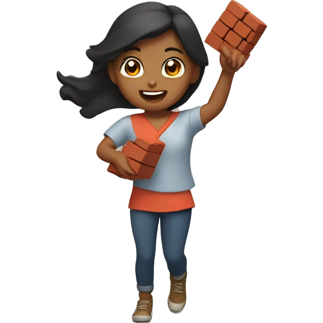 Girl throwing a brick emoji