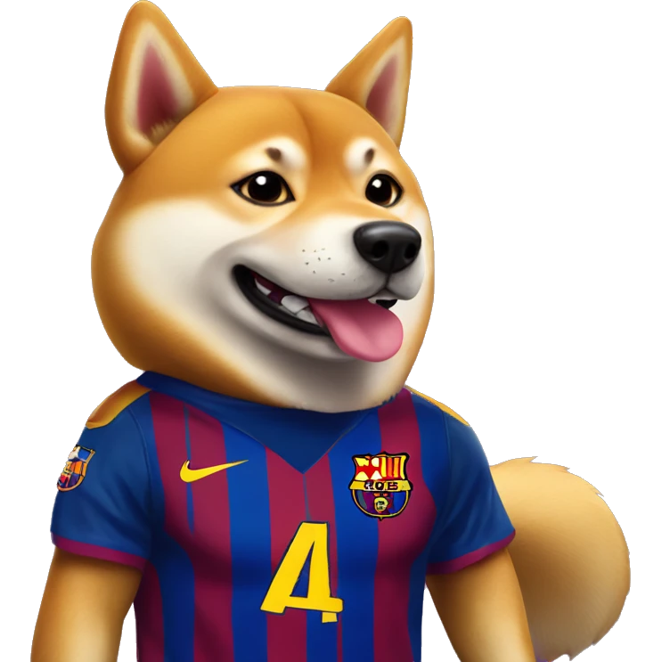 Shiba Inu with Barça soccer team tshirt emoji