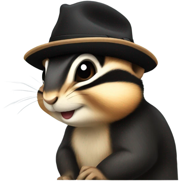 Chipmunk with a black hat emoji
