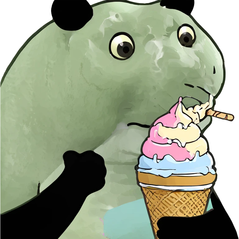 Panda eating ice cream emoji