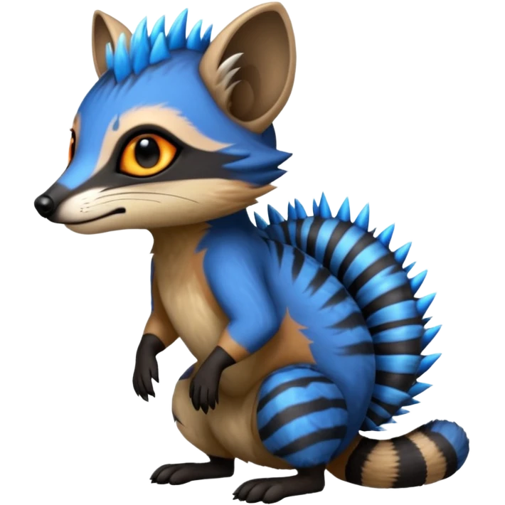 Fiery Blue-Flamed Handsome Wicked Cool Hot Edgy Badass Numbat-Trico-Civet-Vernid-fusion-hybrid-creature emoji