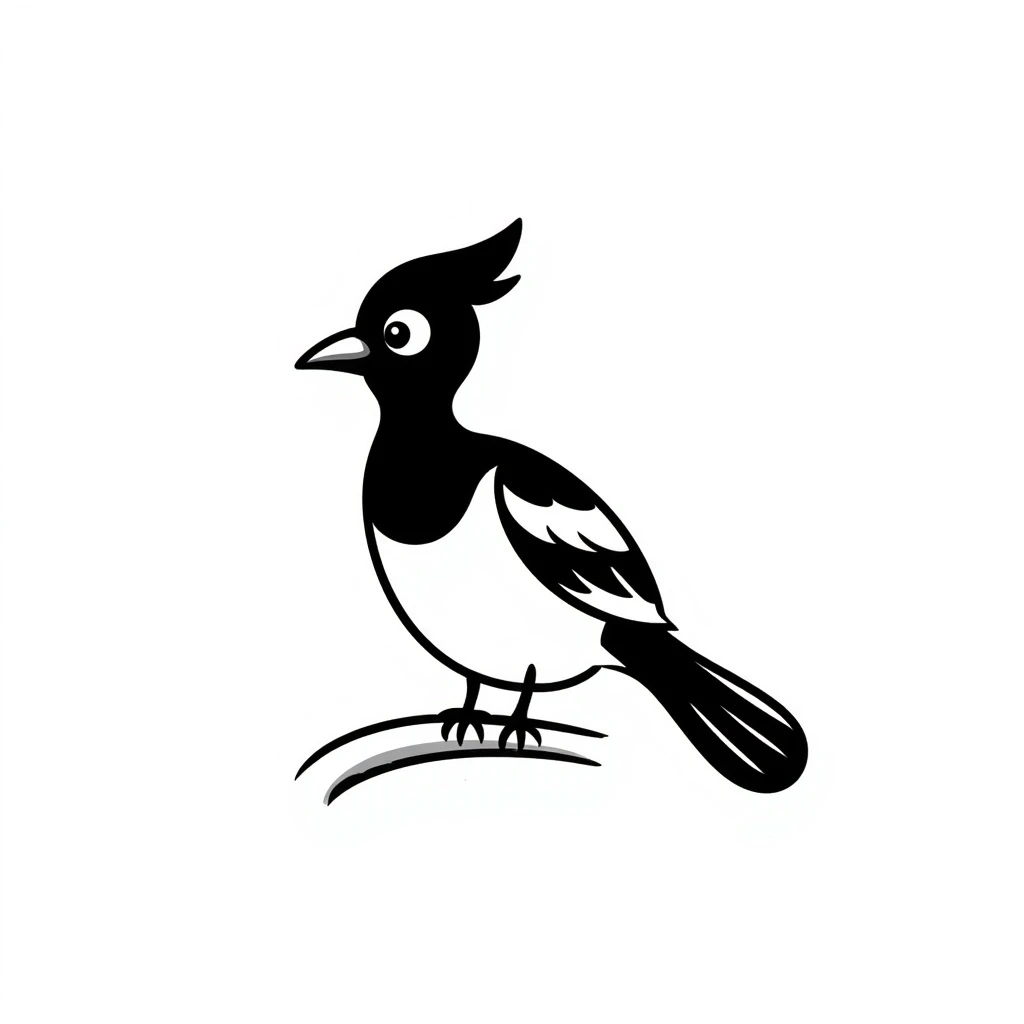 Eurasian magpie, hand-drawn doodle, sketchy lines, whimsical emoji