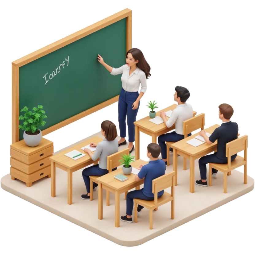 exhausted teacher in a bustling classroom emoji