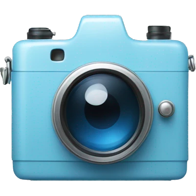 photo camera icon in white color in a light blue box emoji