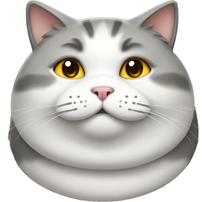 Fat cat with grey and white emoji