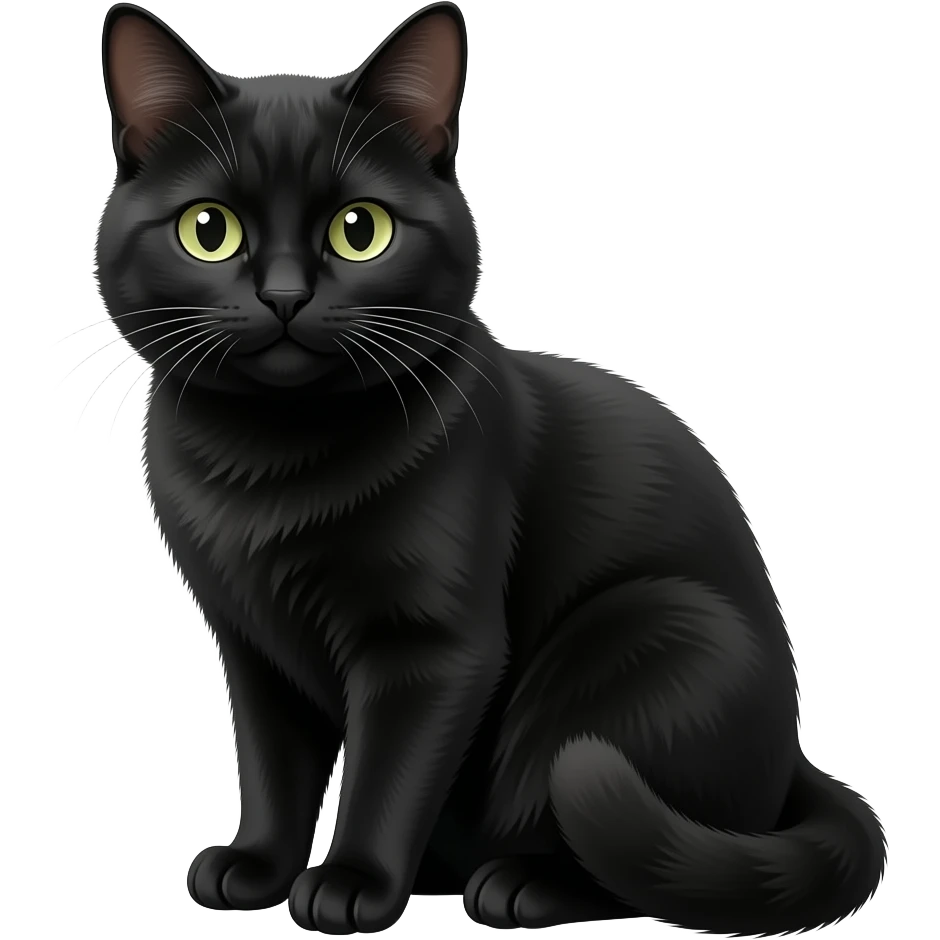 Realistic sitting beautiful fine aesthetic black cat emoji