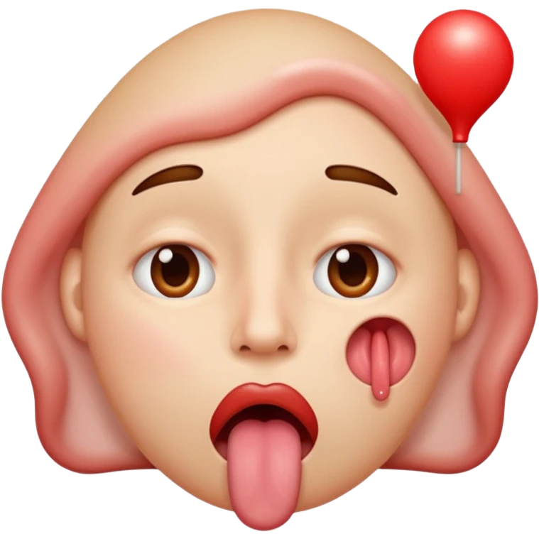 face with rolled up eyes, tongue hanging out, flushed, breathing out hot airs emoji