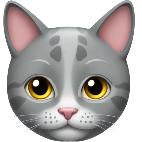 gray cat with hearts emoji