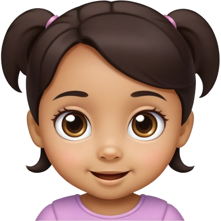 face of smiling baby girl with big eyes, medium skin tone, and dark hair emoji