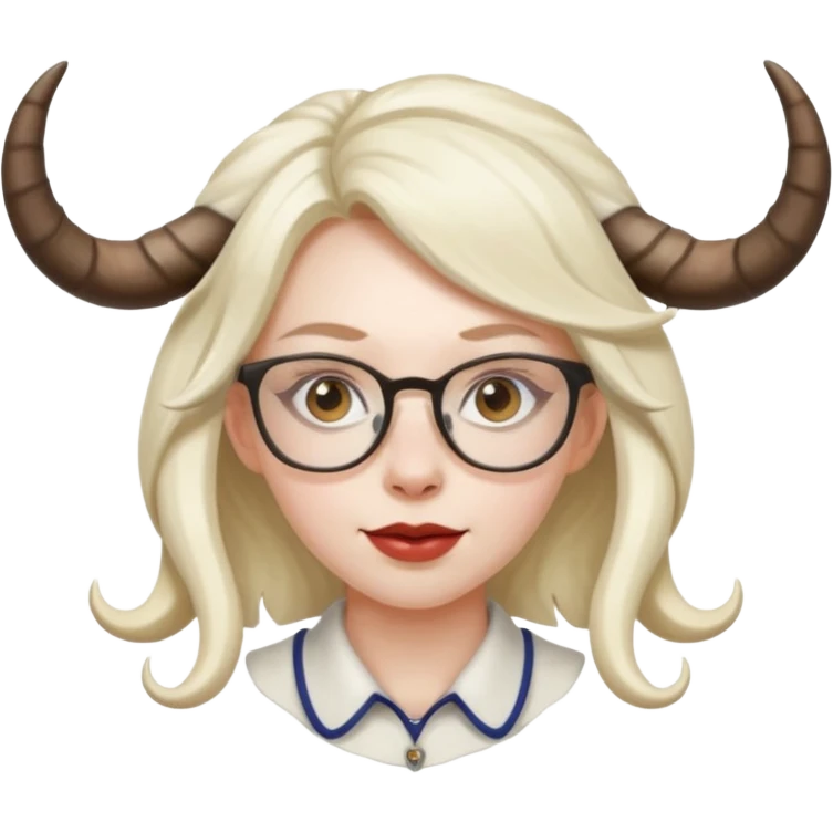 woman with goat horn and eyeglasses emoji