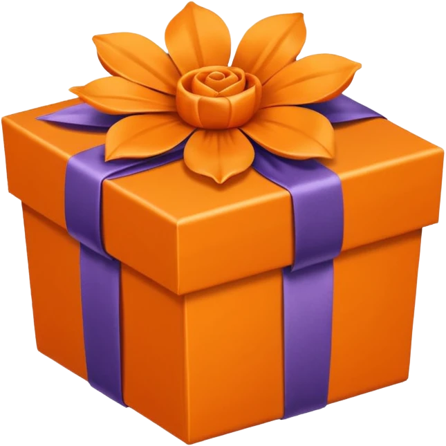 Decorative flower Gift Box orange emoji
