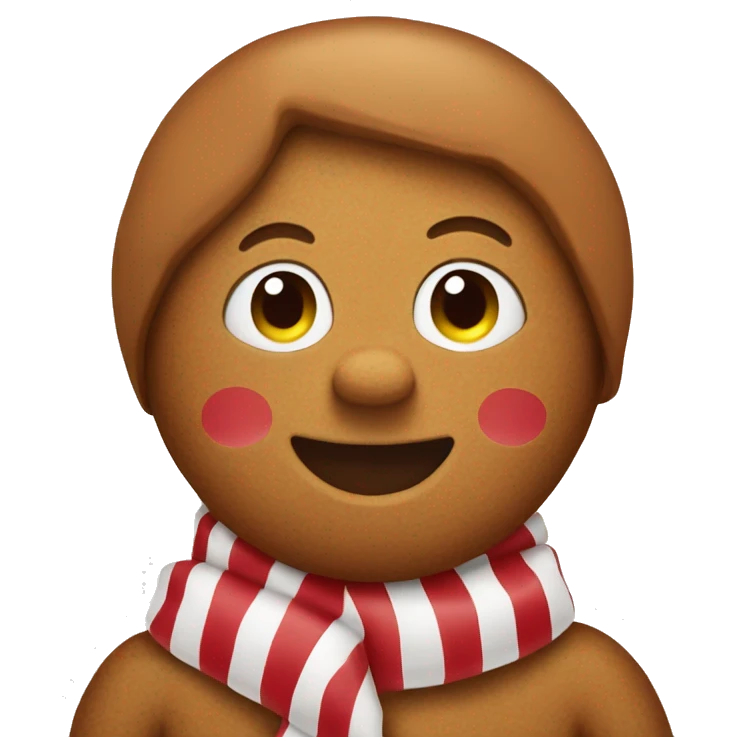 Gingerbread man in a striped scarf  emoji