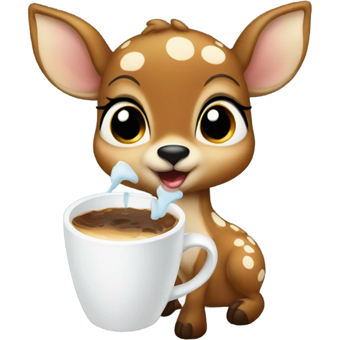 Baby deer drinking iced coffee emoji