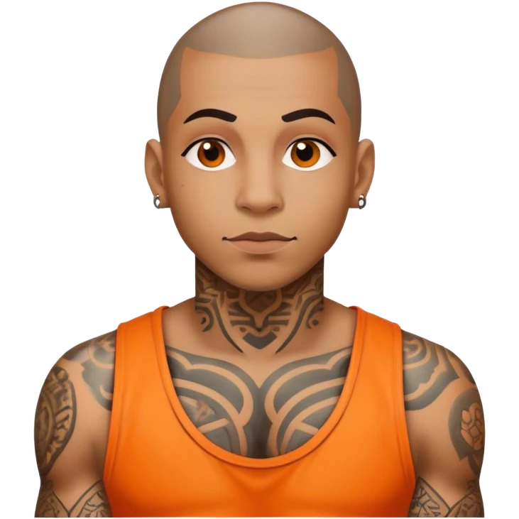 atttactive tatted inmate wearing orange  emoji