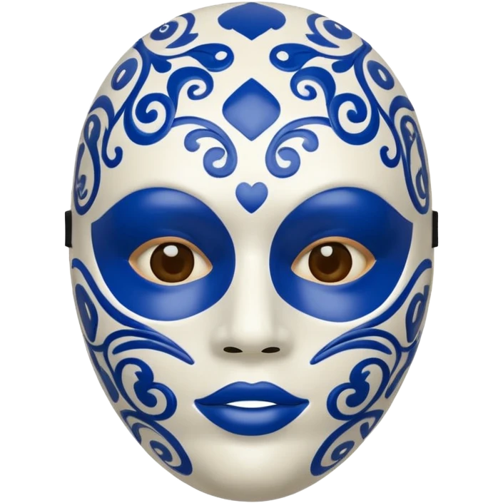 full face mask blue and white  emoji