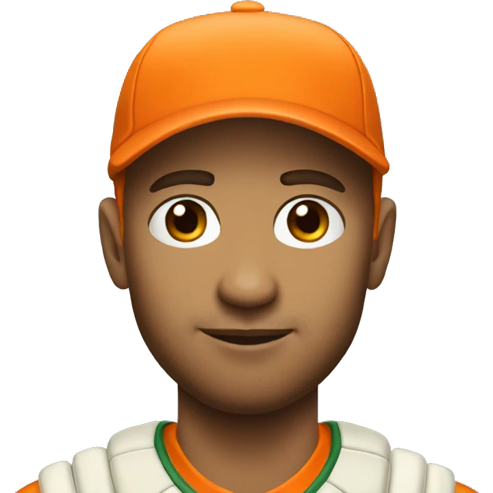 cricketer wearing orange cap emoji