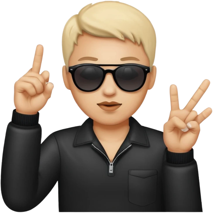 Criar emoji simples de óculo escuro dando o dedo do meio de forma bem rebelde emoji