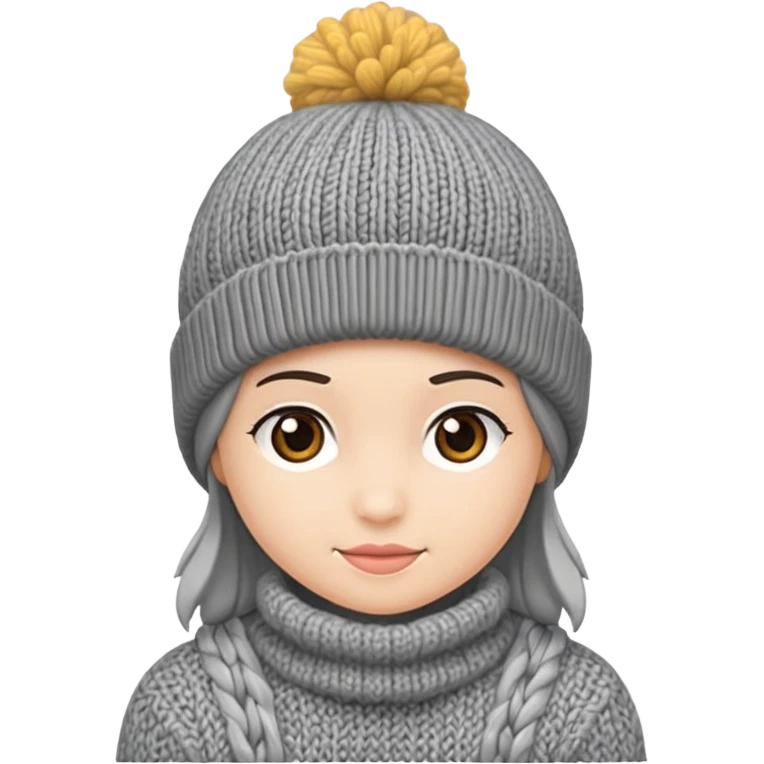 The beanie has a knitted pattern with cozy stitching emoji