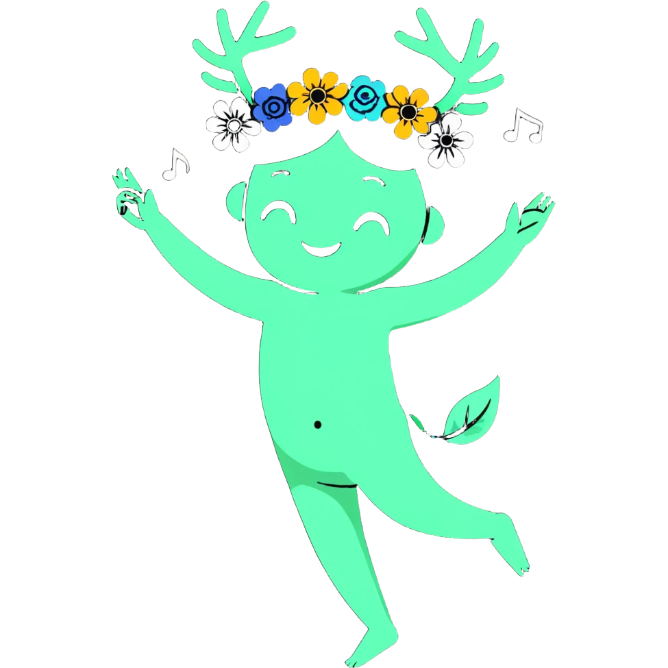 “Tralalelietralala — whimsical forest spirit, dancing with musical notes, flower crown, joyful expression.” emoji