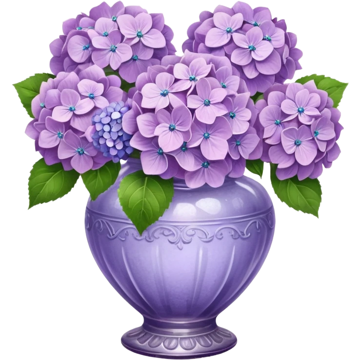 Lilac Hydrangeas in vintage vase emoji