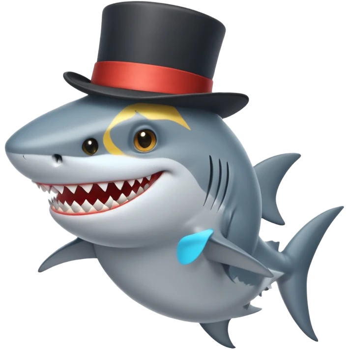 Shark with a top hat emoji