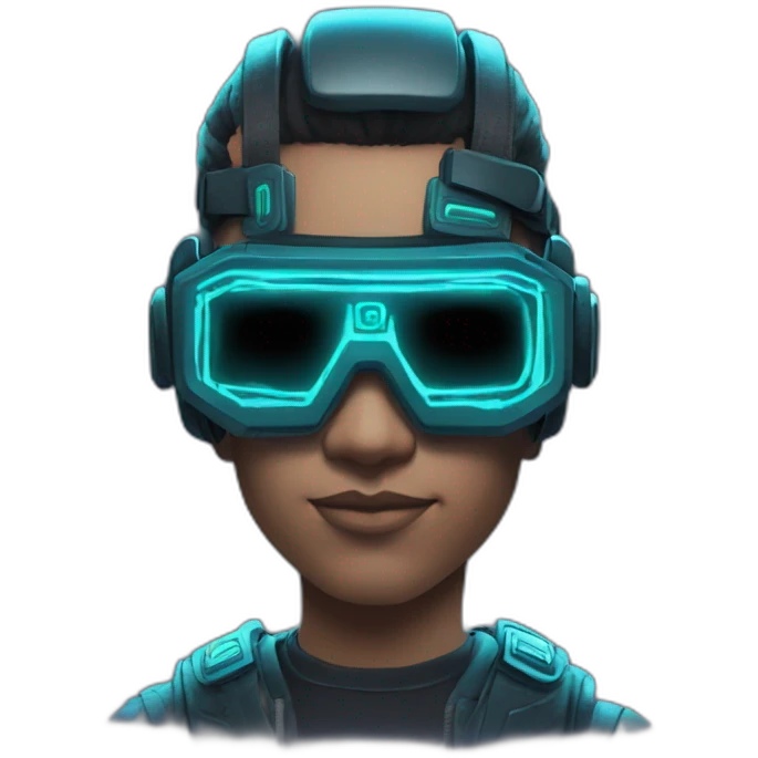 Password hero in a cyberpunk VR environment with neon lighting. emoji
