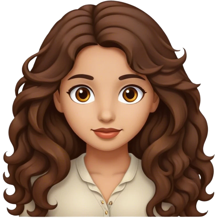 Good Beautiful girl,brown hair,wavy hair，long hair,brown eyes,hispanic emoji