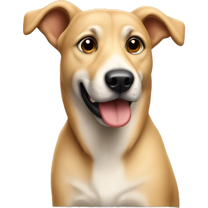 beige mongrel dog with head to the side emoji