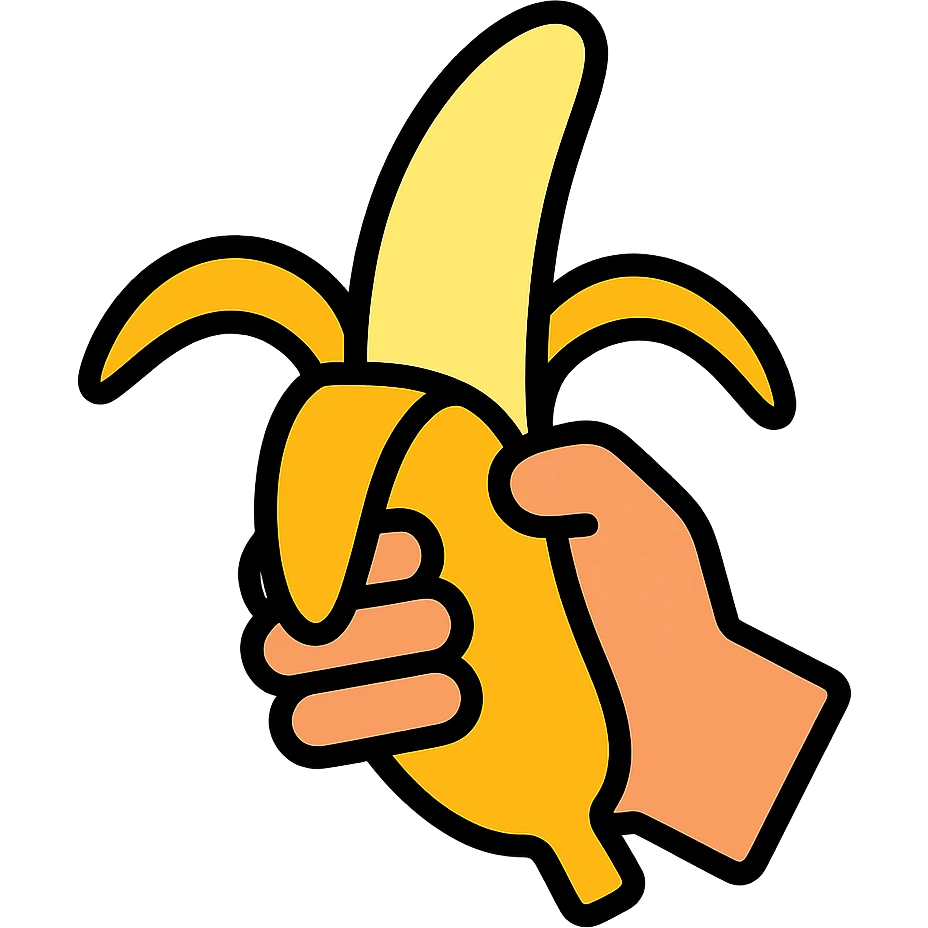 hand holding open banana emoji