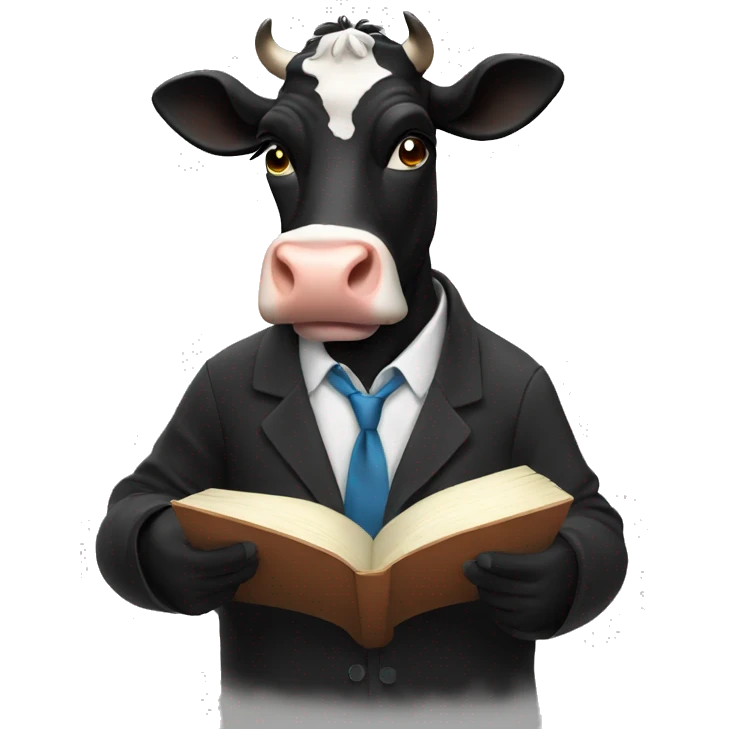 Black cow reading a book emoji
