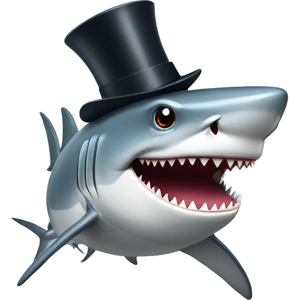 Shark with a top hat emoji