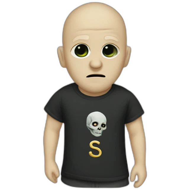 Voldemort wears a T-shirt with the word Sude on it emoji