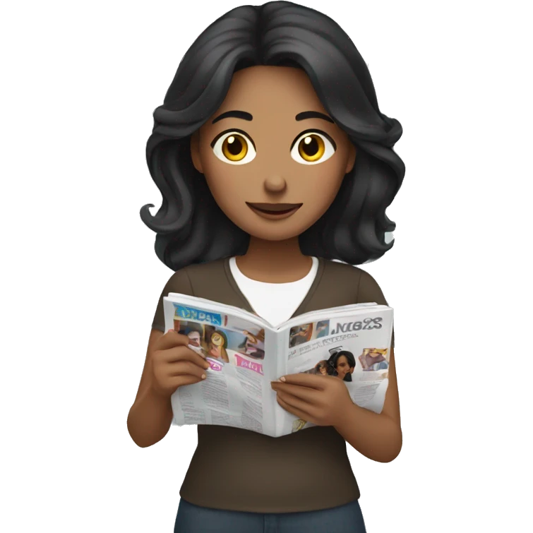woman with dark hair reading a magazine emoji