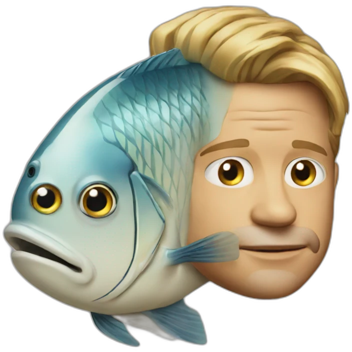 A fish with Brad Pitt face emoji