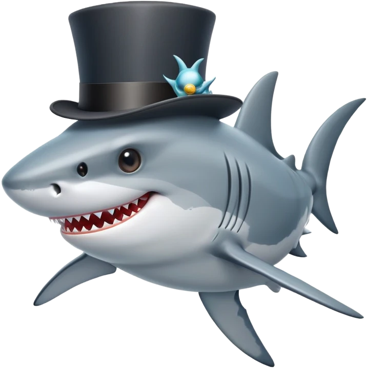 Shark with a top hat emoji