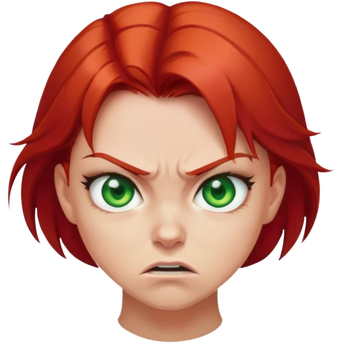 Angry girl with red hair and green eyes emoji