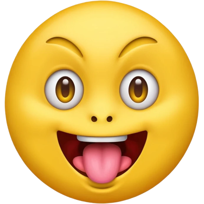 yellow emoji face with crazy eyes emerging from face and tongue sticking out wildly  emoji