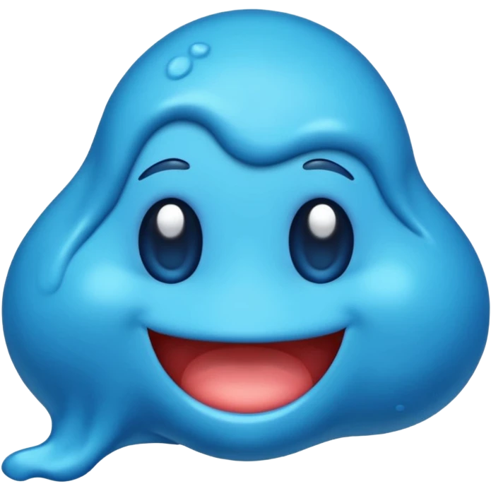 emoji con una textura irregular como un slime y con diferentes tonos de azul sin ojos emoji