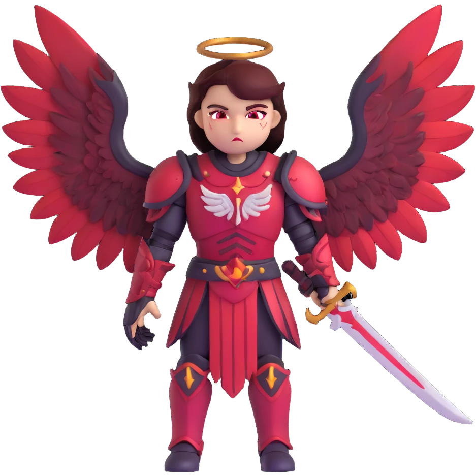 sinister warrior angel with blood-stained armor and crimson wings emoji