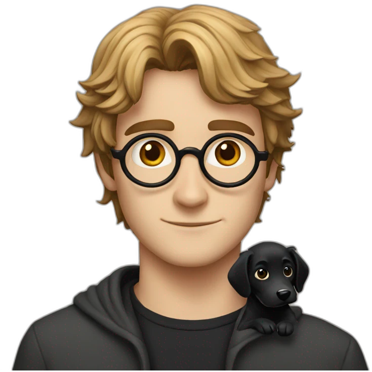 harry potter with black dog emoji