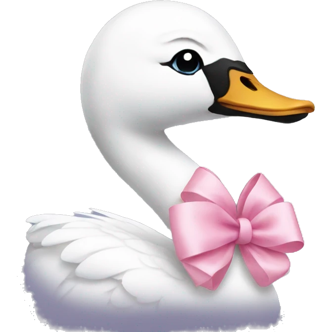 Swan wearing a pink bow emoji