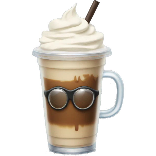 Iced coffee with whipped cream aND hAND aND gOGGLES emoji