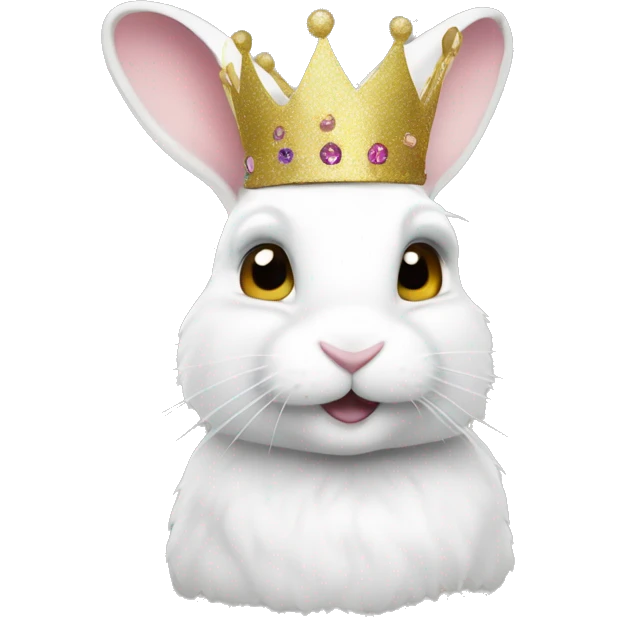 White rabbit with a glitter crown  emoji