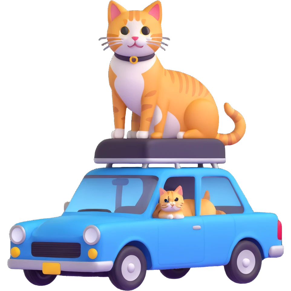 a cat on top of a car emoji
