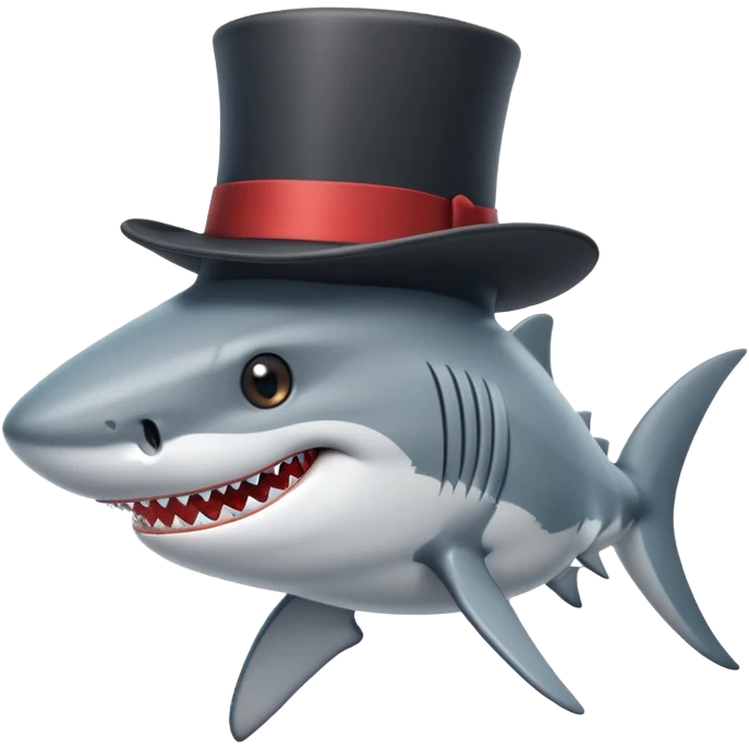 Shark with a top hat emoji