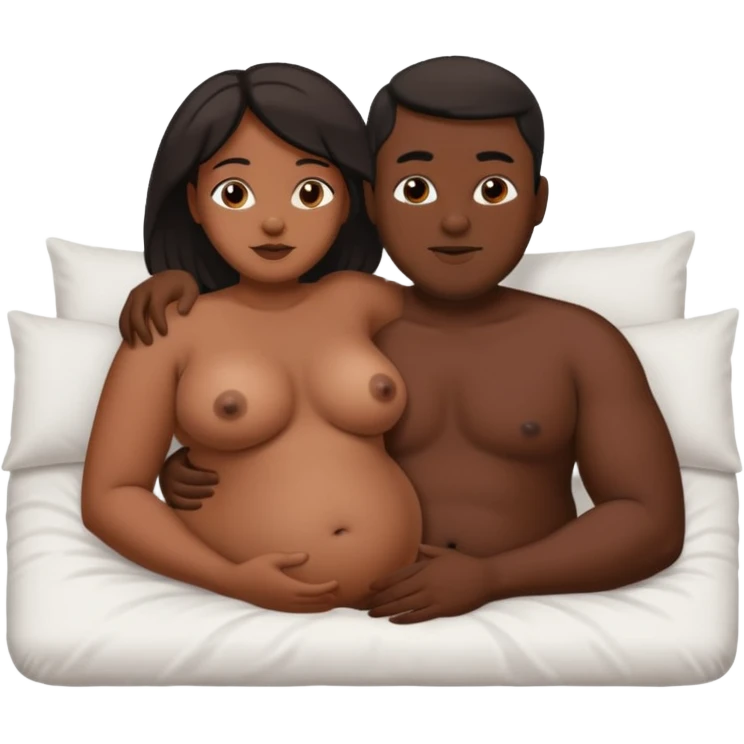 Naked fat black woman. Slim black man. In bed emoji