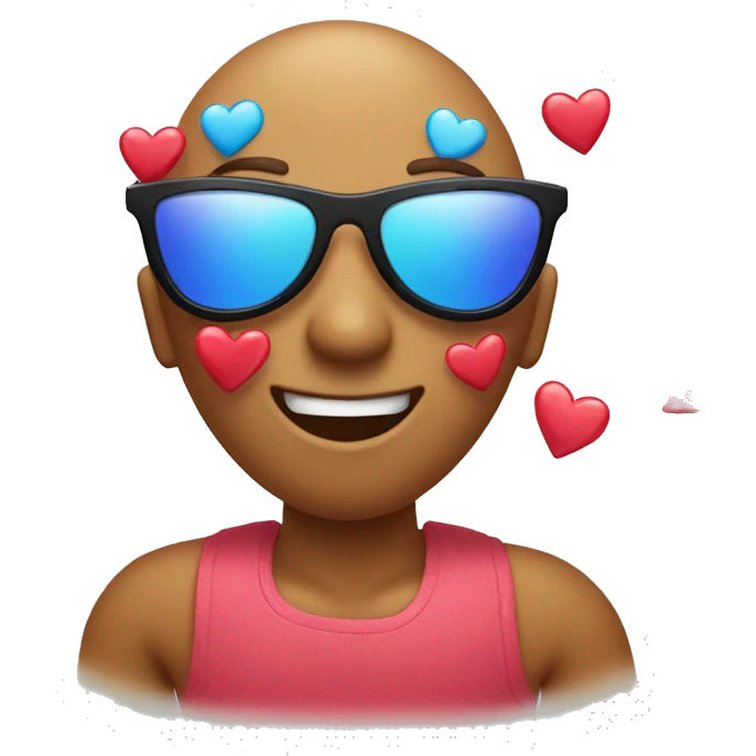 emoji with sunglasses and hearts popping out emoji
