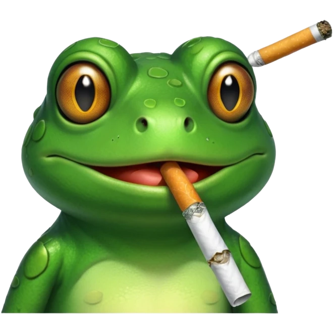 Frog with cigarette hanging out of mouth emoji